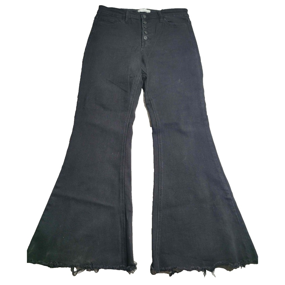 Vervet Black Super Flare Black Jeans Button Fly Women's 30